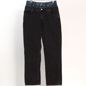 Sandro Two-Tone Black with Blue Double-Waisted Denim Jeans, 32x30